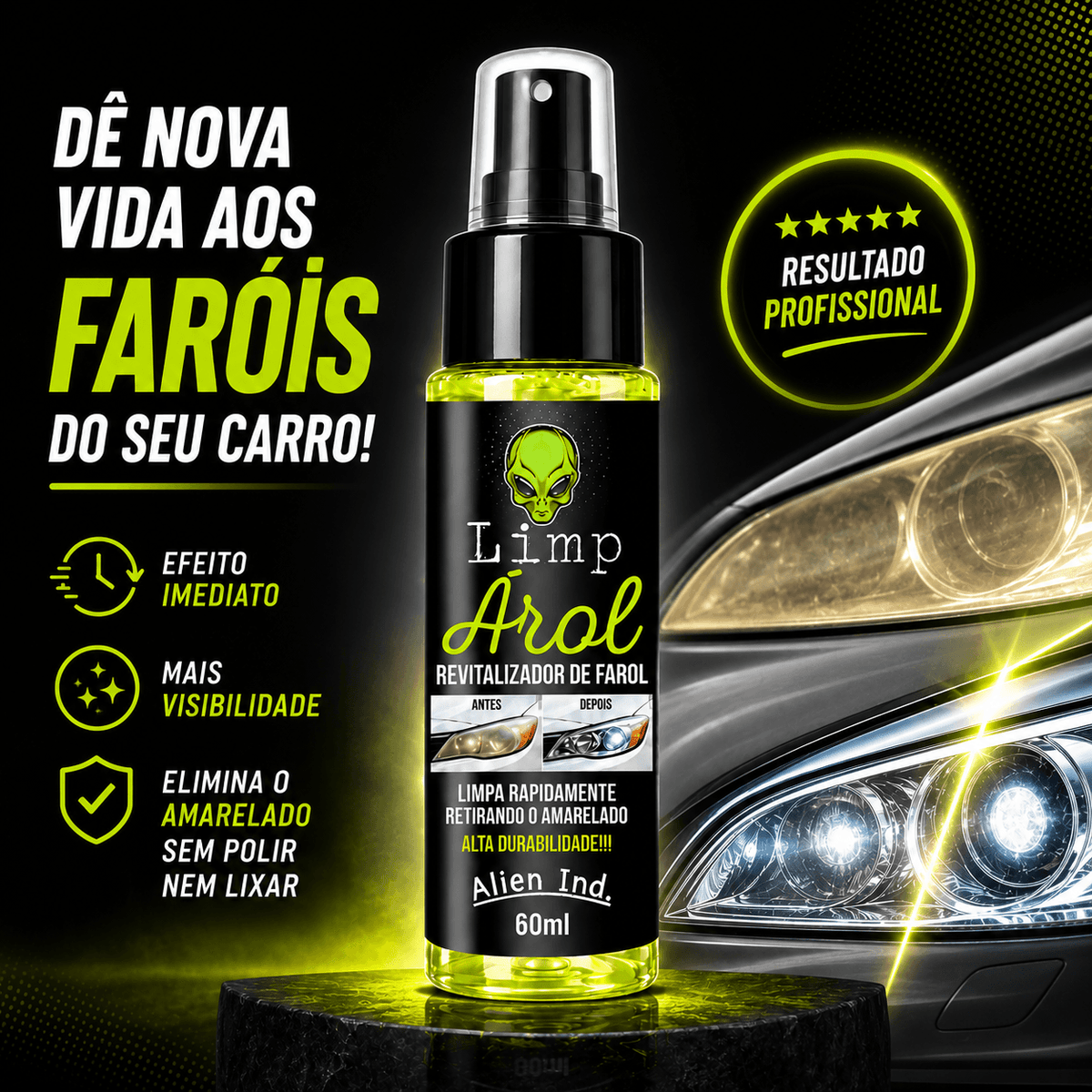 Revitalizador de Farol Premium + Brinde Grátis HOJE🔥 – Remove Amarelado e Fosco