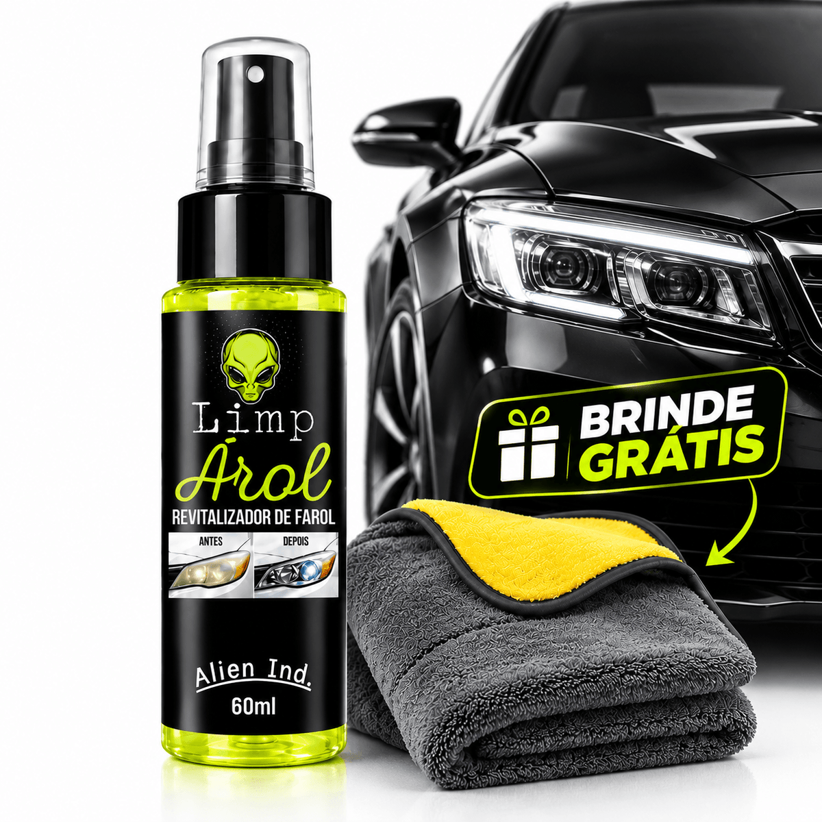 Revitalizador de Farol Premium + Brinde Grátis HOJE🔥 – Remove Amarelado e Fosco
